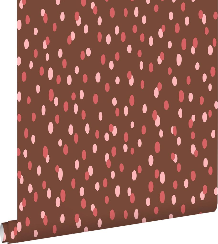 ESTAhome Tapete Punkte Braun und Rot 50 x 900 cm