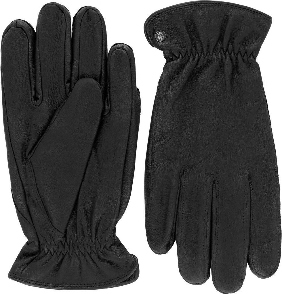 Roeckl Herren sportive Leder Handschuhe mit Fleece Futter in schwarz