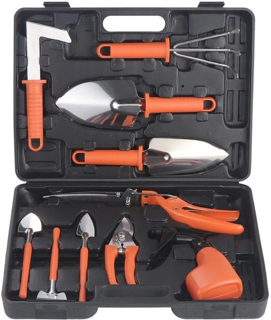 Sécateur en acier inoxydable antirouille et mallette de rangement orange