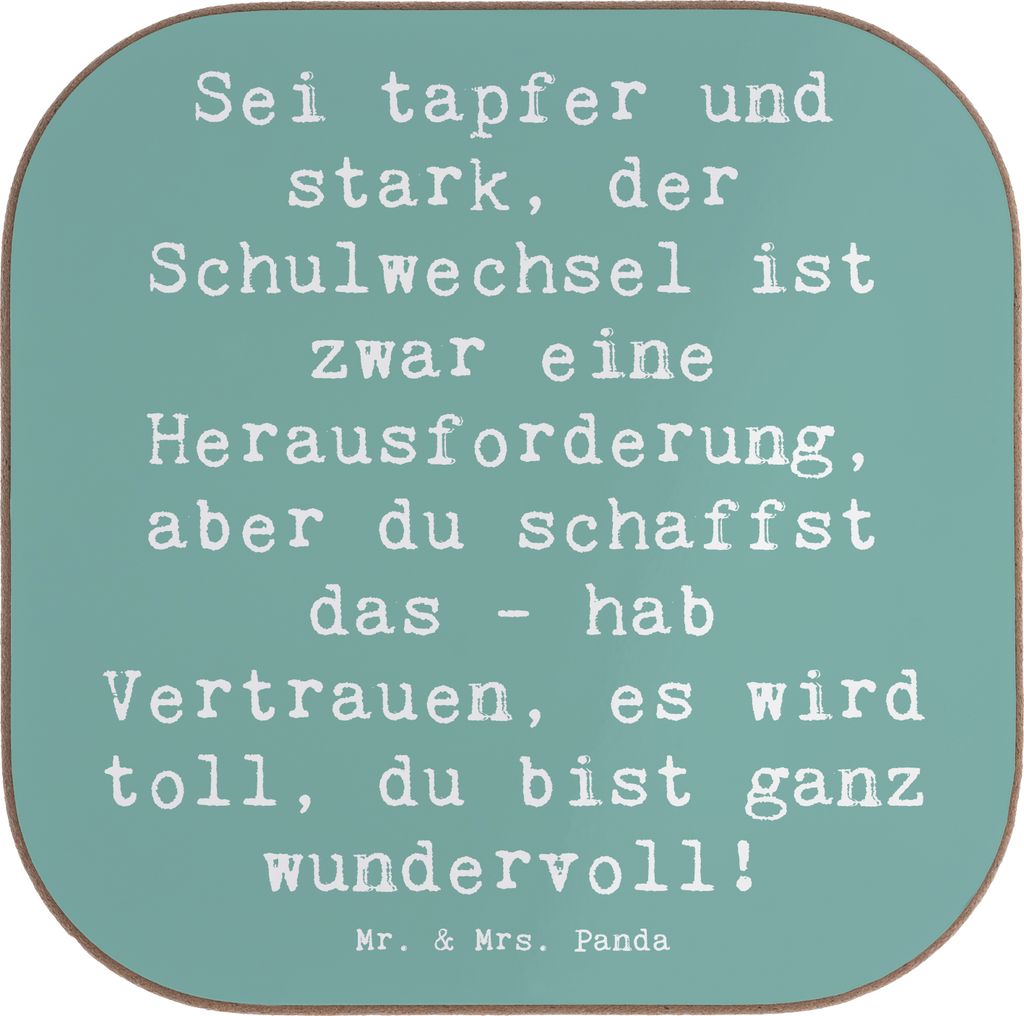 Mr. & Mrs. Panda Untersetzer für Gläser Spruch Einen Schulwechsel bewältigen - Meeresbrise - Geschenk, Glas, Mut, Neuanfang, wundervoll, Zuversi...