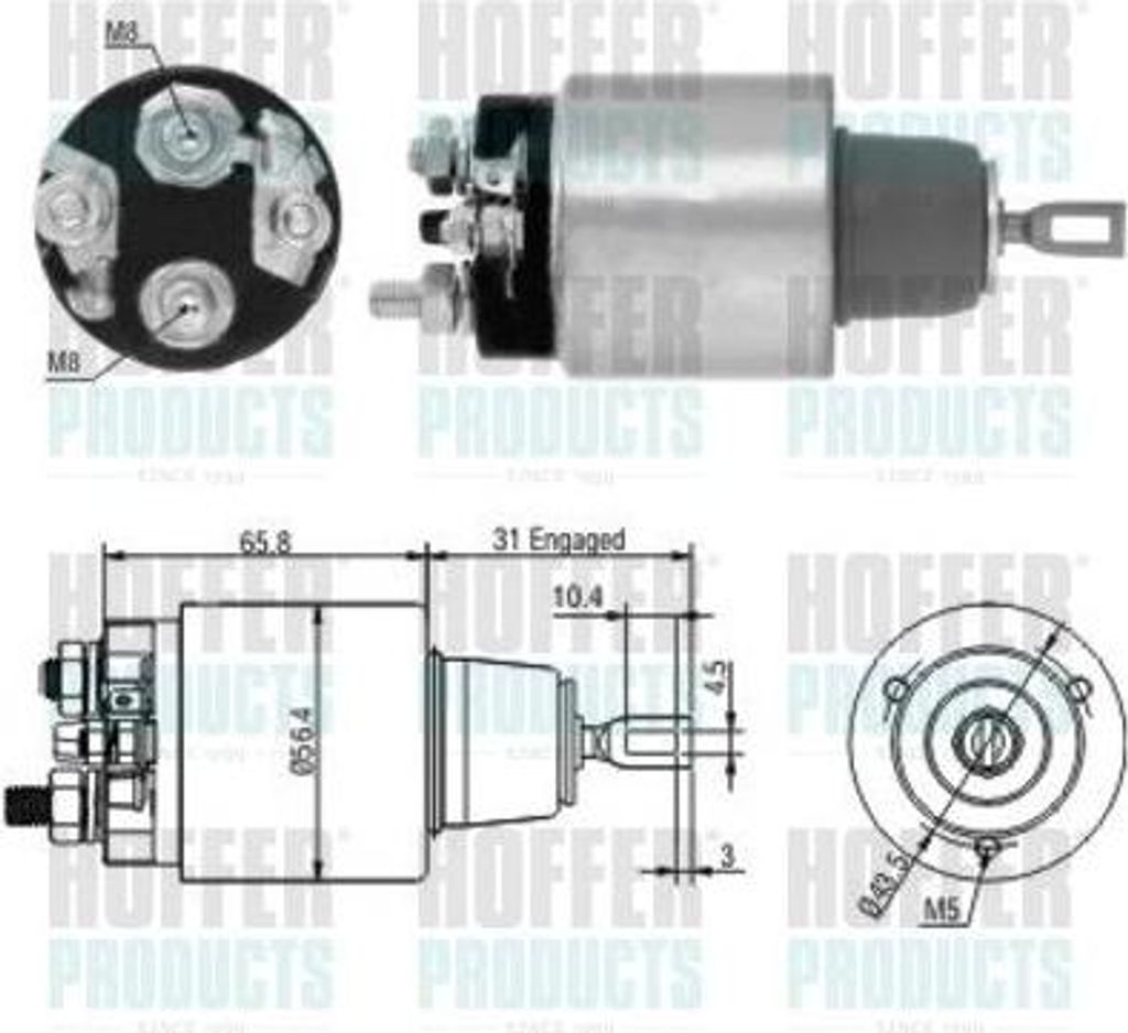 HOFFER 46146 Magnetschalter, Anlasser OE 12411729982 kompatibel mit 8er E31, 7er E38, 7er E32, 5er E39, 5er E34