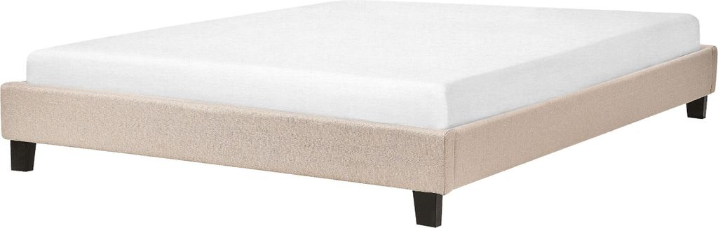 BELIANI Polsterbett Beige 160 x 200 cm Mit Lattenrost Schlichtes Bettgestell Stabile Konstruktion Modern