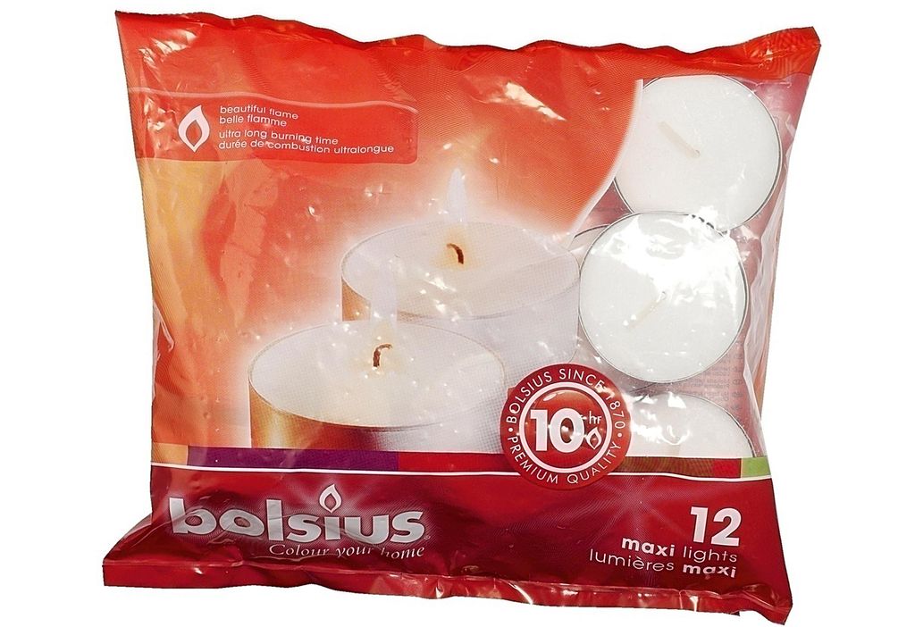 Bolsius 103631109300 Maxi tea light, bianco (confezione da Immagine del prodotto 