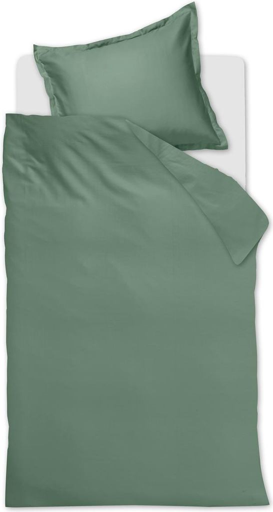 Satin Uni Bettwäsche-Set Grün, Größe:155 x 220 cm