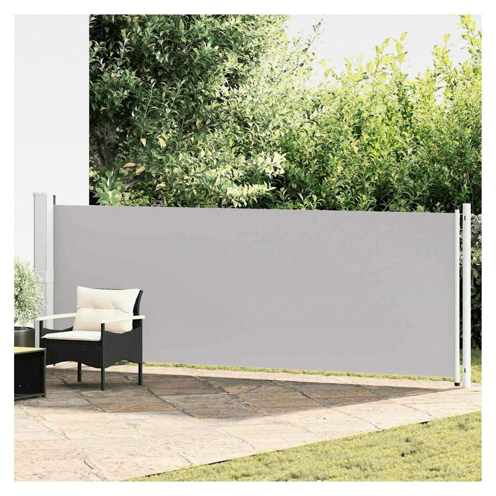 Ausziehbare Seitenmarkise 140x600 cm Grau, Wasserdicht für Balkon, Terrasse, Wohnmobil, Garten, Café