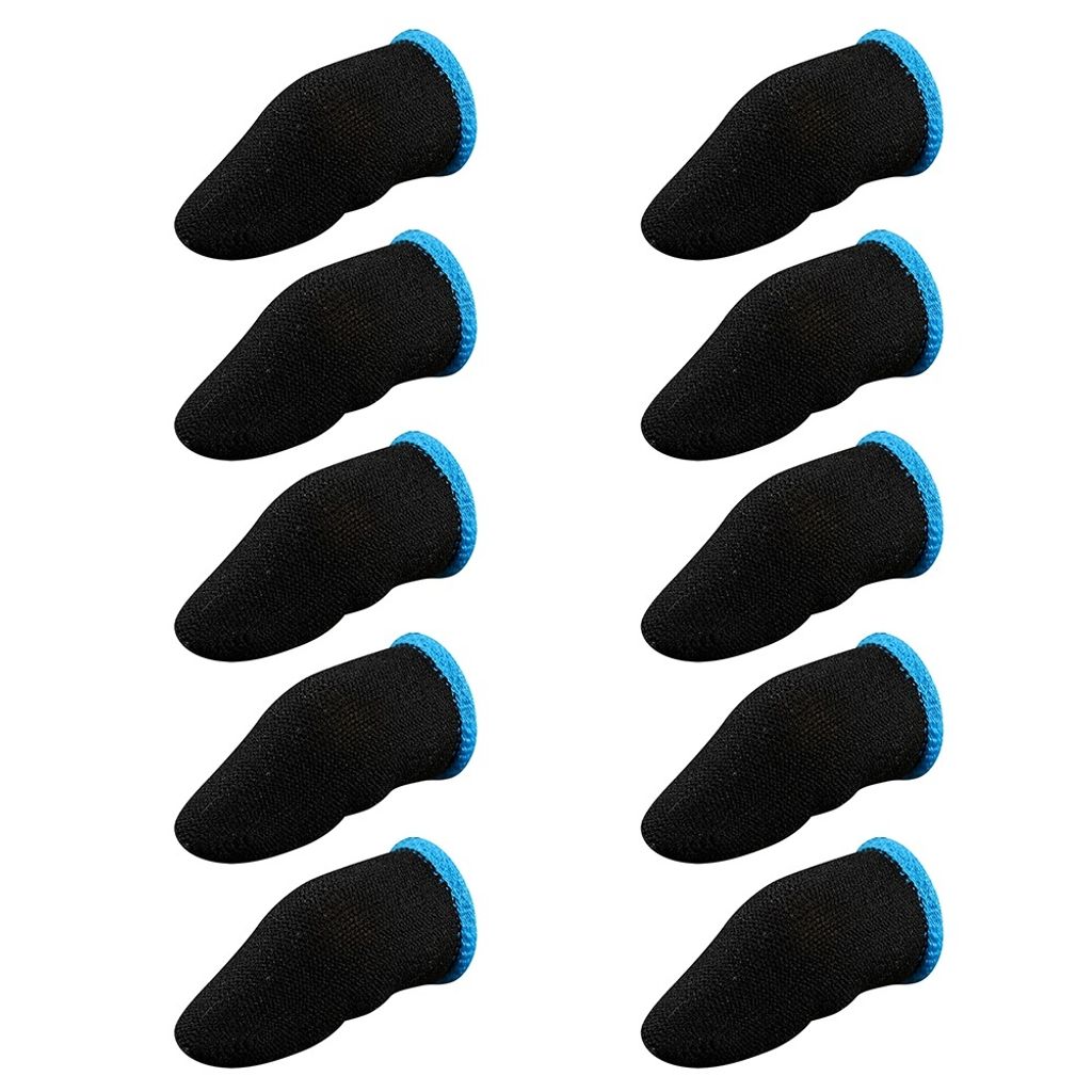 10pcs Anti-Sweat atmungsaktives Handy-Controller-Touchscreen-Fingerharme für mobile Spiele-Schwarz Blau