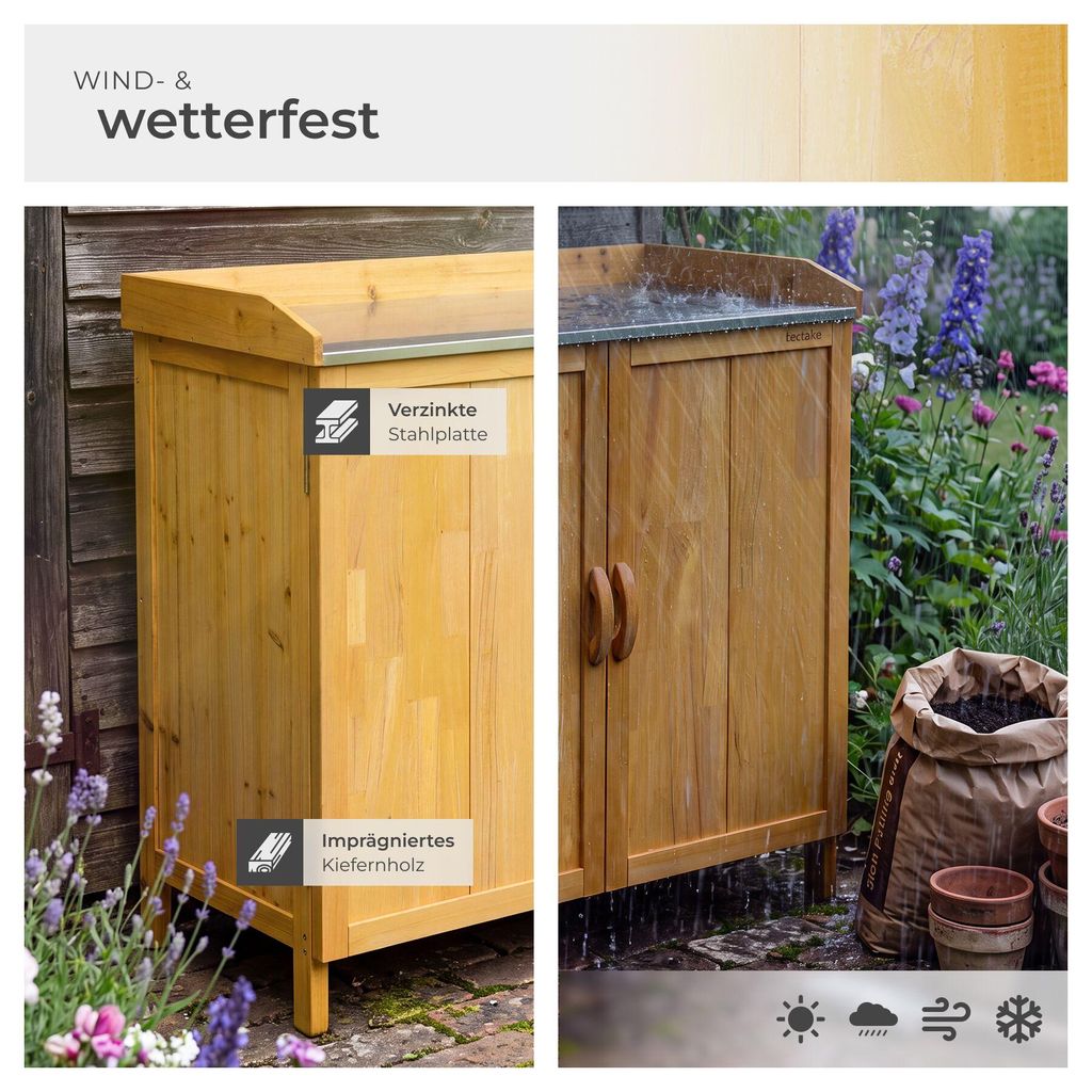 tectake® Pflanztisch Vita 98 x 48 x 95 cm Pflanztische