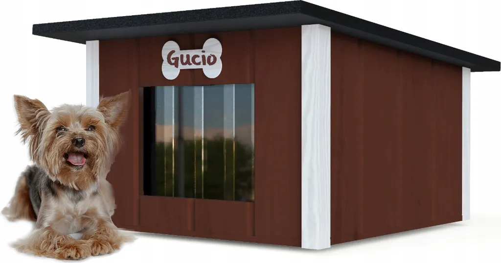 Niche pour chien de jardin 57cm maison pour chien grotte d'hiver brune