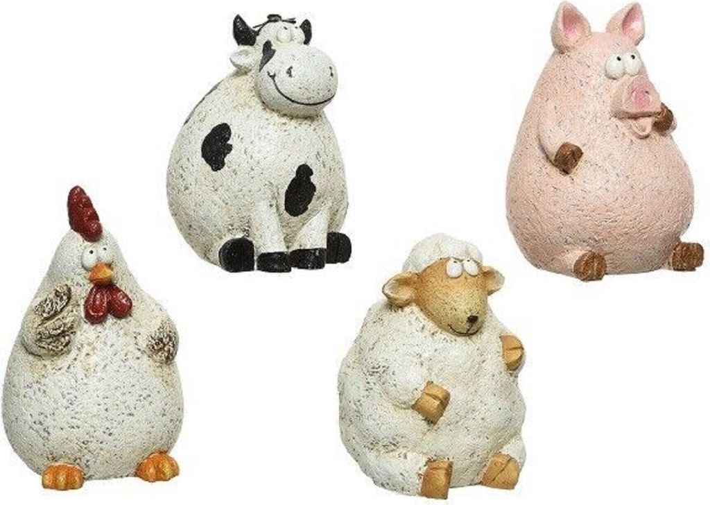 Gartenfigur Tierfigur Schaf Kuh Schwein Huhn H 18,5 cm - Stückpreis