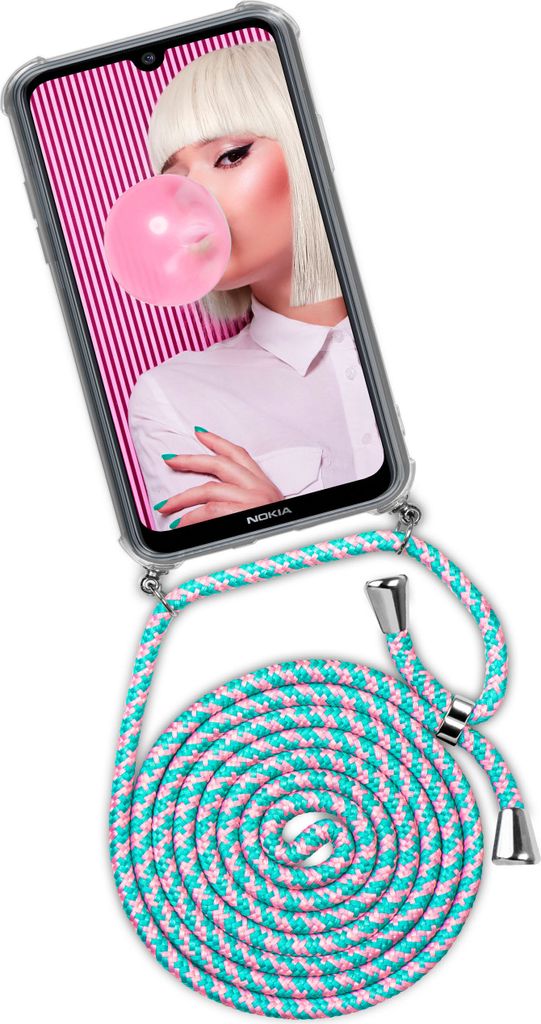 TWIST-Case + TWIST-Cord für Nokia 2.2, Farbe:Bubblegum (Silber)