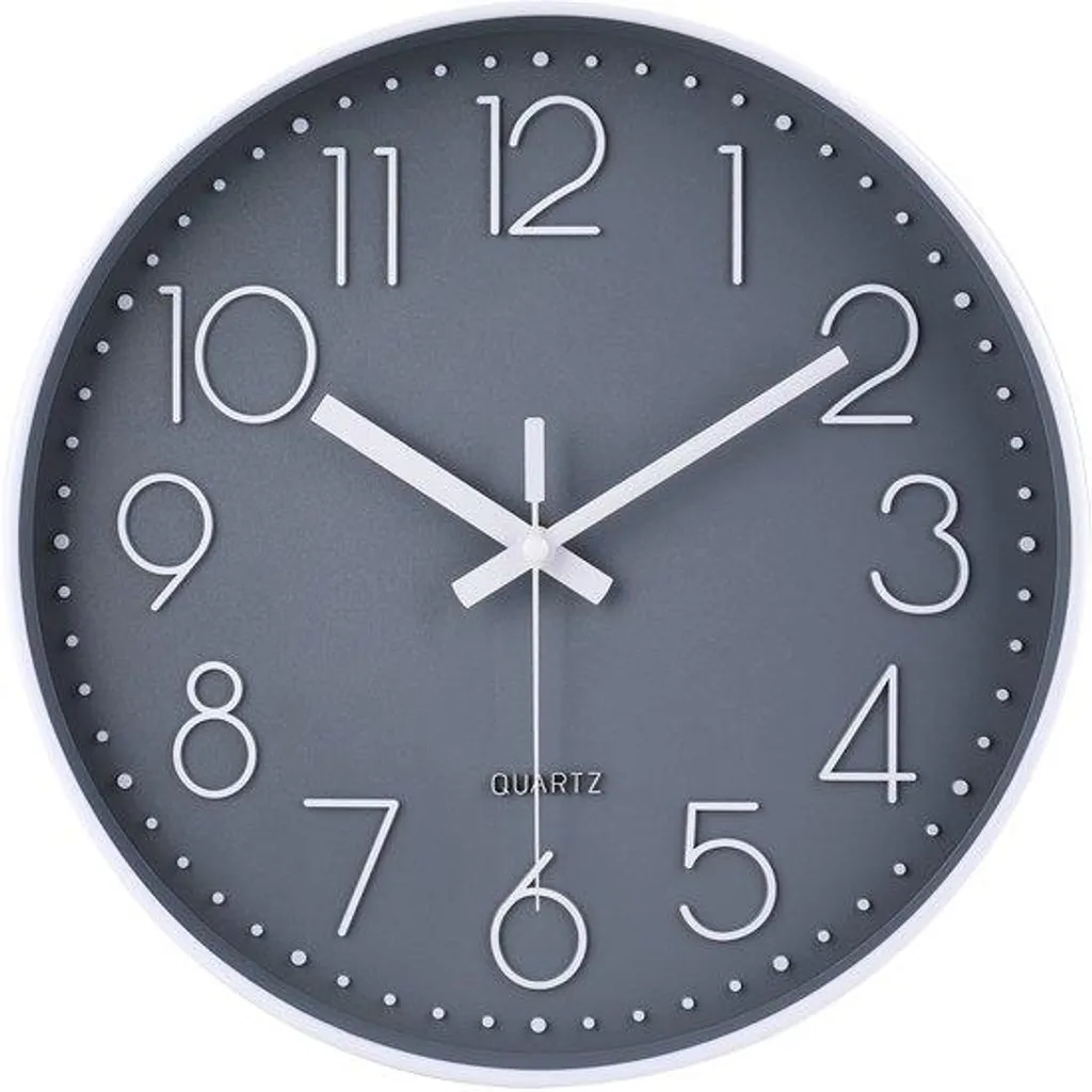 Horloge de cuisine grise et silencieuse idéale pour chambre et salon