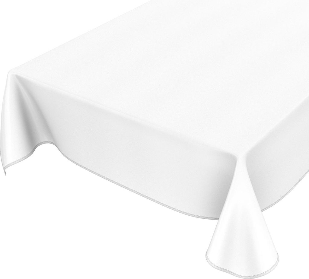 Tischdecke Wachstuch Einfarbig Weiß Robust Wasserabweisend Breite 140 cm Länge 240 cm