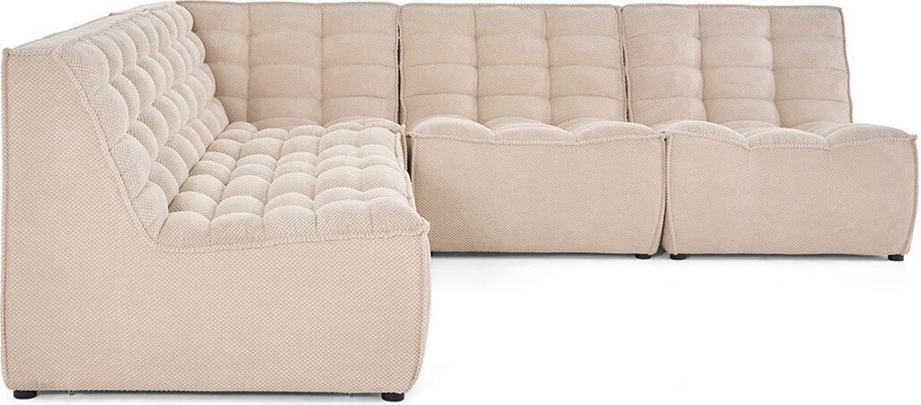 Lisa Design Ellie - modulares 5-Sitzer Sofa umkehrbare -Ecke aus texturiertem Samt , Beige