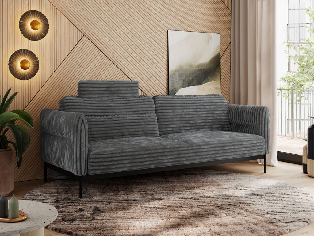 MKS MEBLE 3 Sitzer sofa mit Schlaffunktion Schlafsofa mit Metallgestell Couch mit Schlaffunktion Bettsofa mit Großer Liegefläche von 200 L × 140...