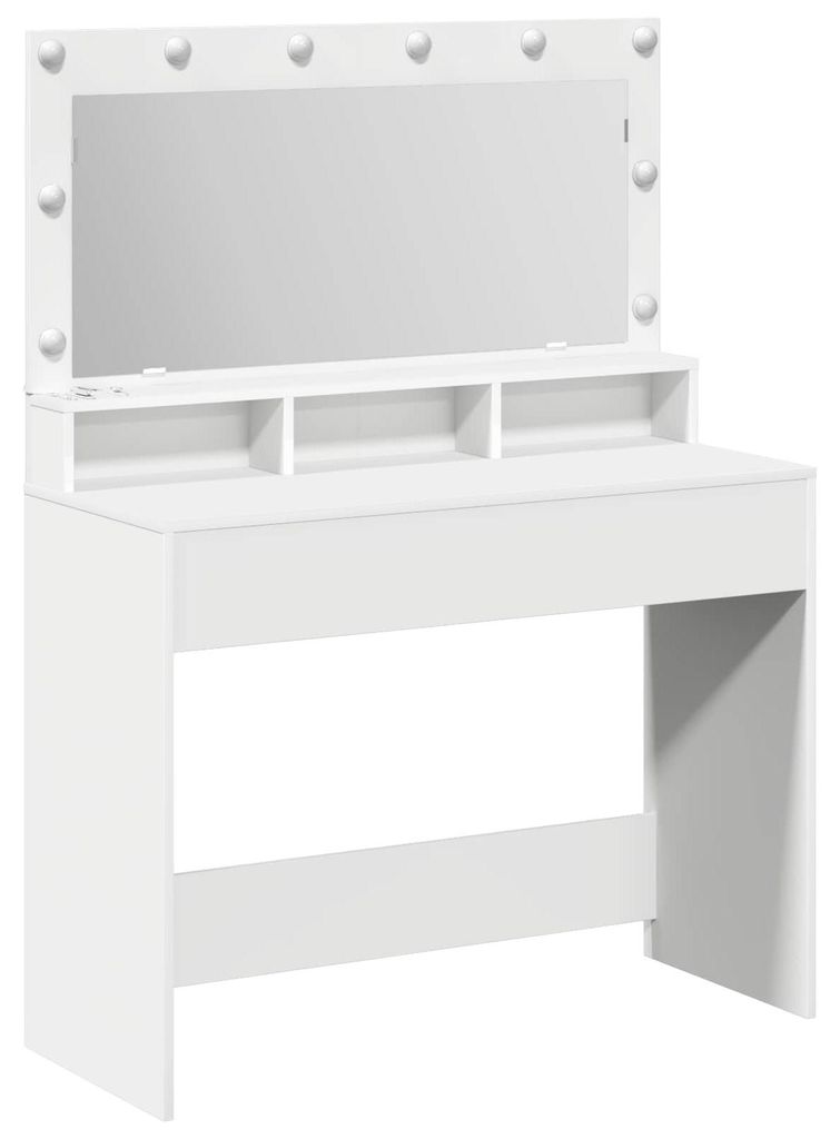 vidaXL Schminktisch mit Regal Weiß 100 x 41 x 135 cm Produktbild 