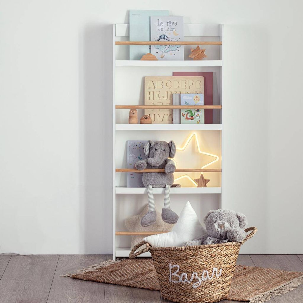 Kinderbücherregal mit 4 Regalböden - weiß H. 118 cm - Produktbild 2
