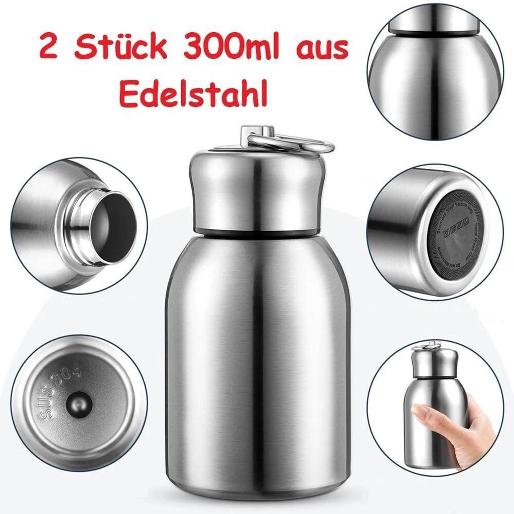 2er Set Mini Thermoskanne Edelstahl 300 ml Isolierflasche Produktbild 