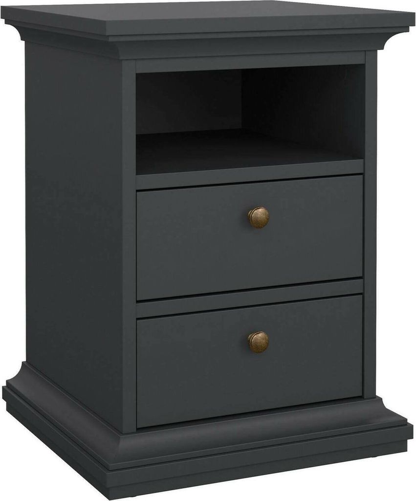 Nachttisch Alichin, Niedrige Kommode, Tisch, Multifunktionaler Nachttisch, 44x40 h59 cm, Grau