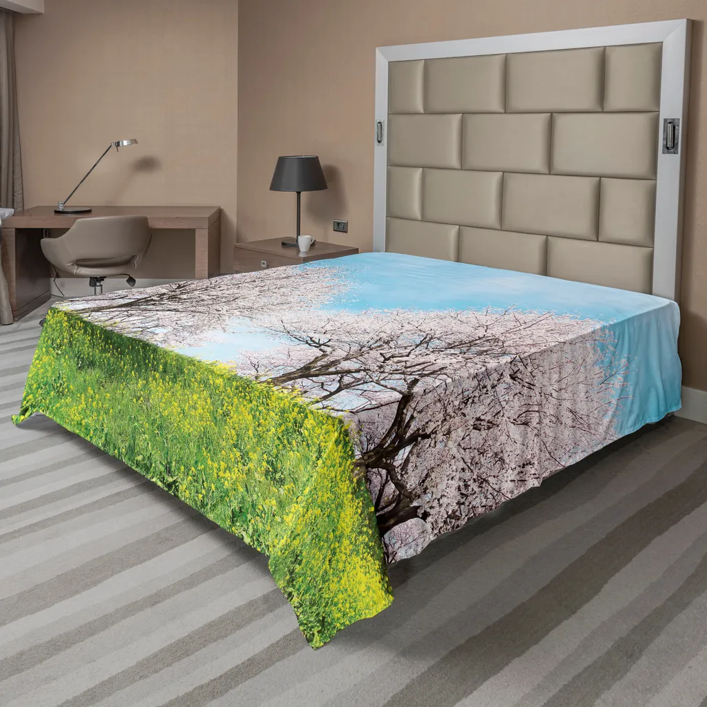Linge de lit panoramique Printemps Japonais pour chambre zen 244x205cm