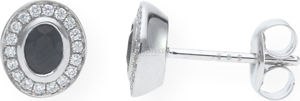 JuwelmaLux Ohrstecker 585 Weißgold mit Saphir JL10-06-1116