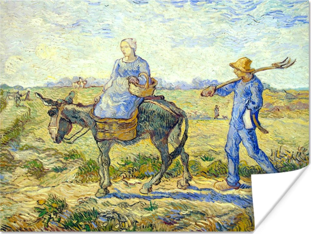 MuchoWow Poster Bauernpaar geht zur Arbeit - Vincent van Gogh 80x60 cm - Kunst für zu Hause