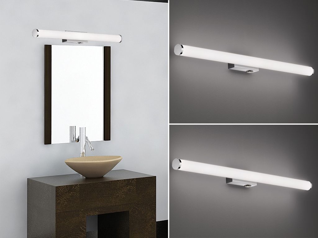 LED Badlampen Set Wand mit Schalter Chrom 80cm Gäste WC Spiegelleuchten seitlich