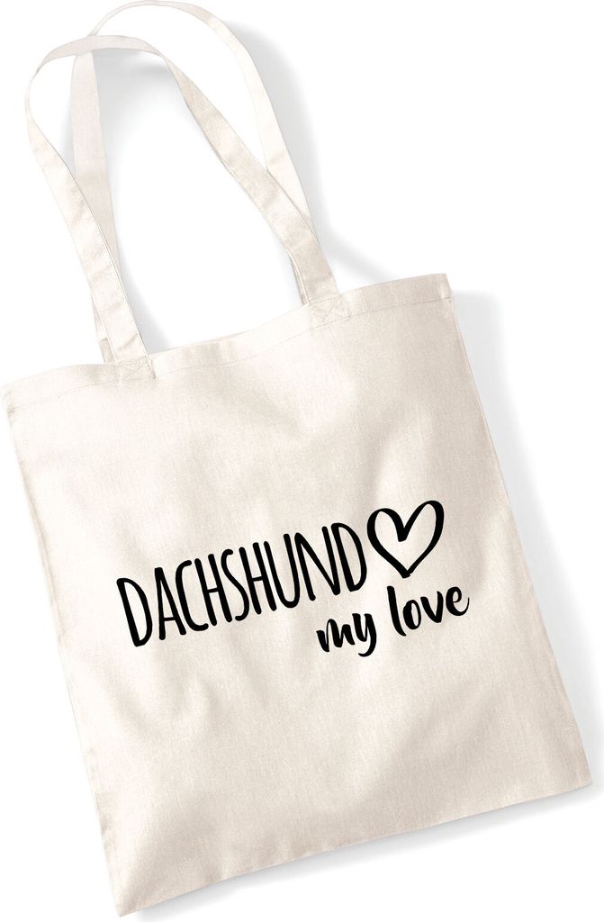 Huuraa Jutebeutel Dachshund my love 10 Liter Natural Baumwolle Tasche Geschenkidee