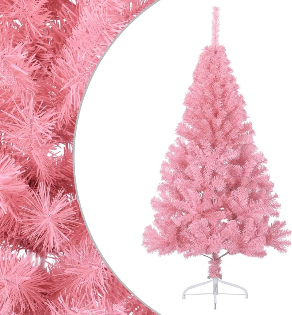 vidaXL Künstlicher Halb-Weihnachtsbaum mit Ständer Rosa 120 cm PVC