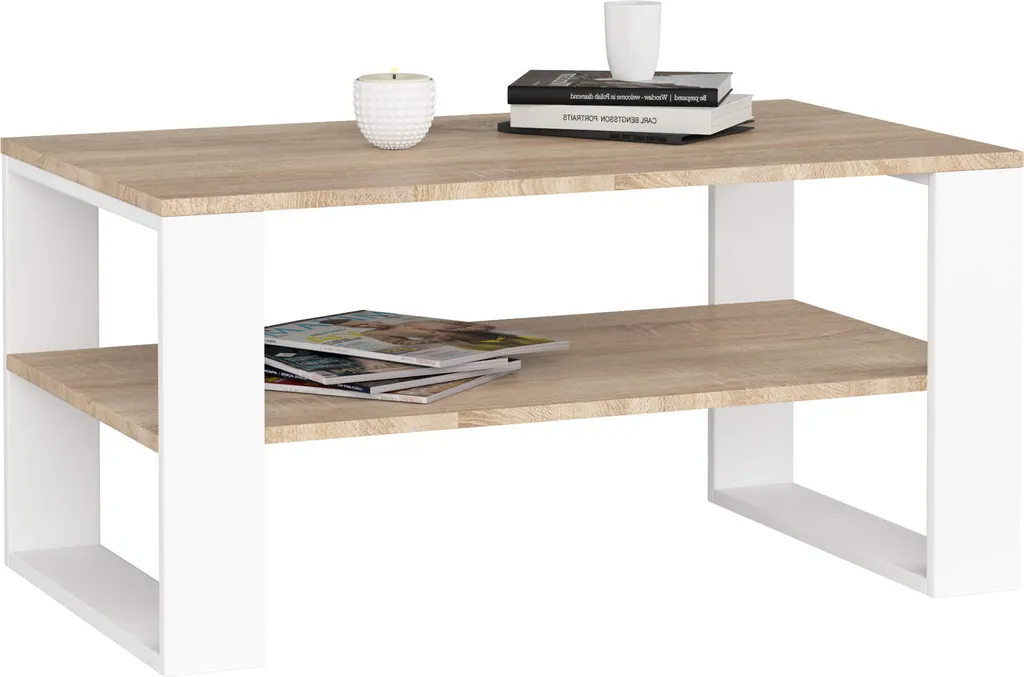 Tavolino da Caffè Akord Alex Rovere Sonoma Bianco 92x53x45 Moderno