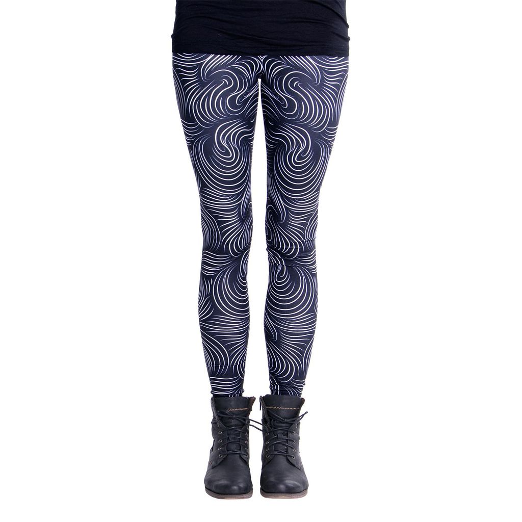 cosey - bedruckte bunte Leggins (Einheitsgröße) - Design White Swirls