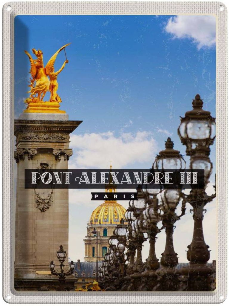 vianmo Blechschild 40x30 cm Pont Alexandre Urlaub III Paris Bildmotiv Reisemotiv Abenteuer Reisen Straße Stadt