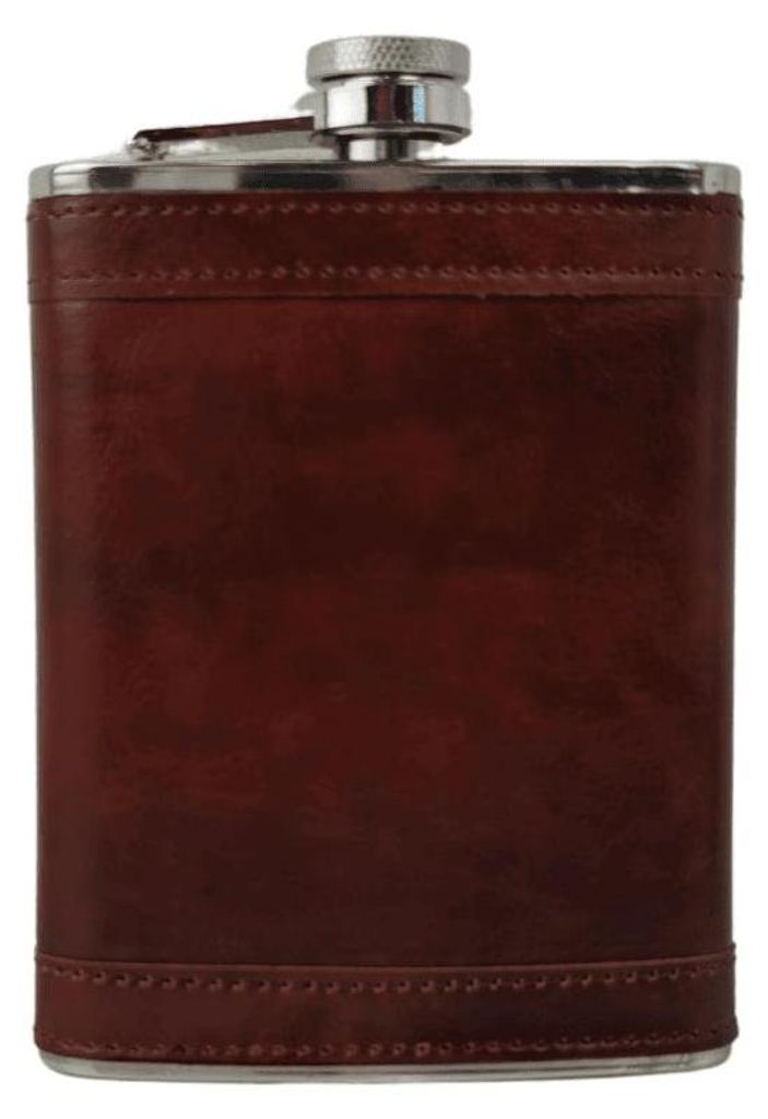 Flachmann Metall Braun Kunstleder, 8oz (ca. 230ml)