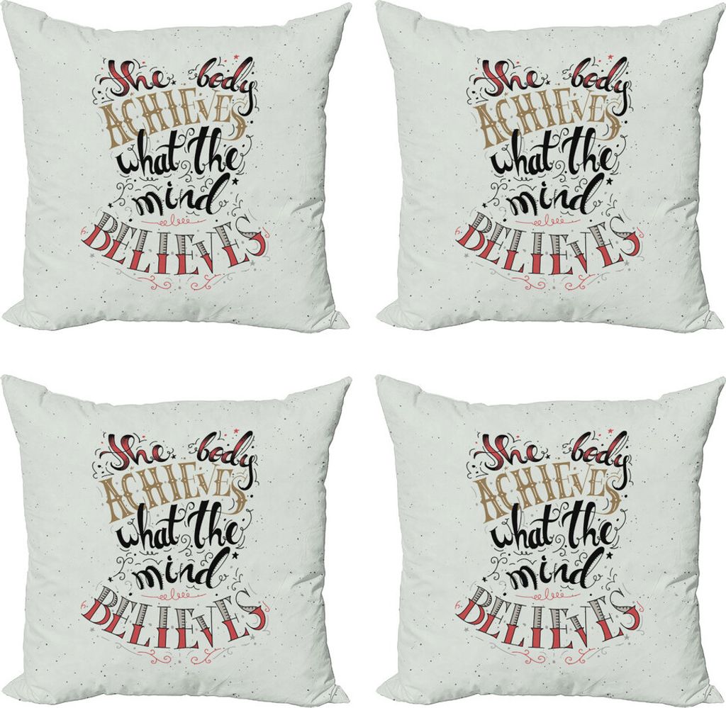 ABAKUHAUS Sprichwort Kissenbezug Set (4 Stück), Philosophical Saying, Moderner Doppelseitiger Digitaldruck, 50 cm x 50 cm, Mehrfarbig