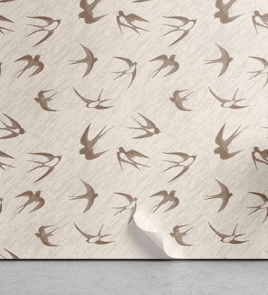 ABAKUHAUS Vögel abziehbare & klebbare Tapete für Zuhause, flying Birds, selbstklebendes Wohnzimmer Küchenakzent, 33 cm x 180 cm, Beige Braun