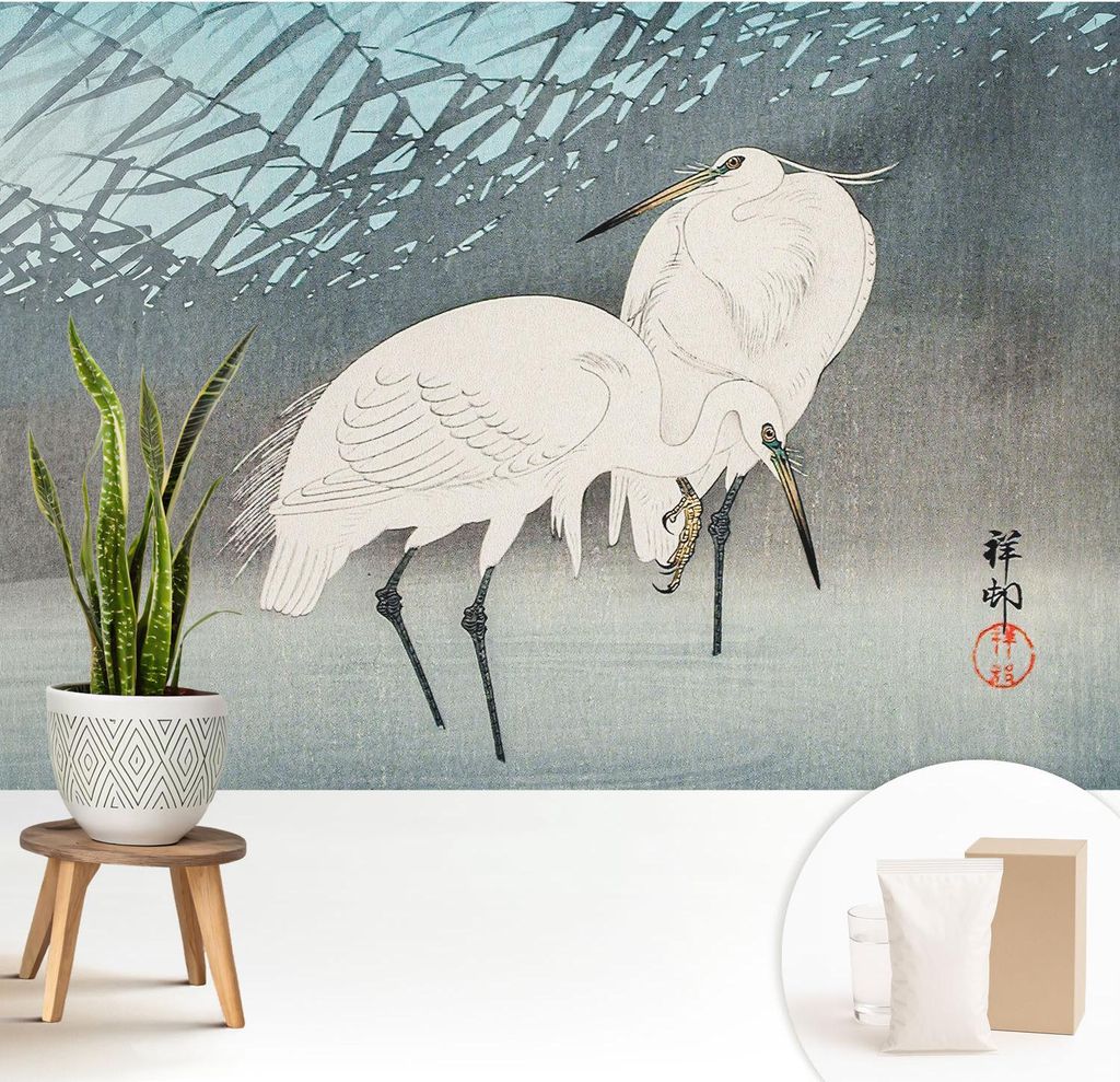 Fototapete - 208x146 cm - Tapete - Wandtapete - Wandbilder - Dekofolie - Tapete Folie - Wand - Dekoration - Wohnzimmer - Zarte Vögel