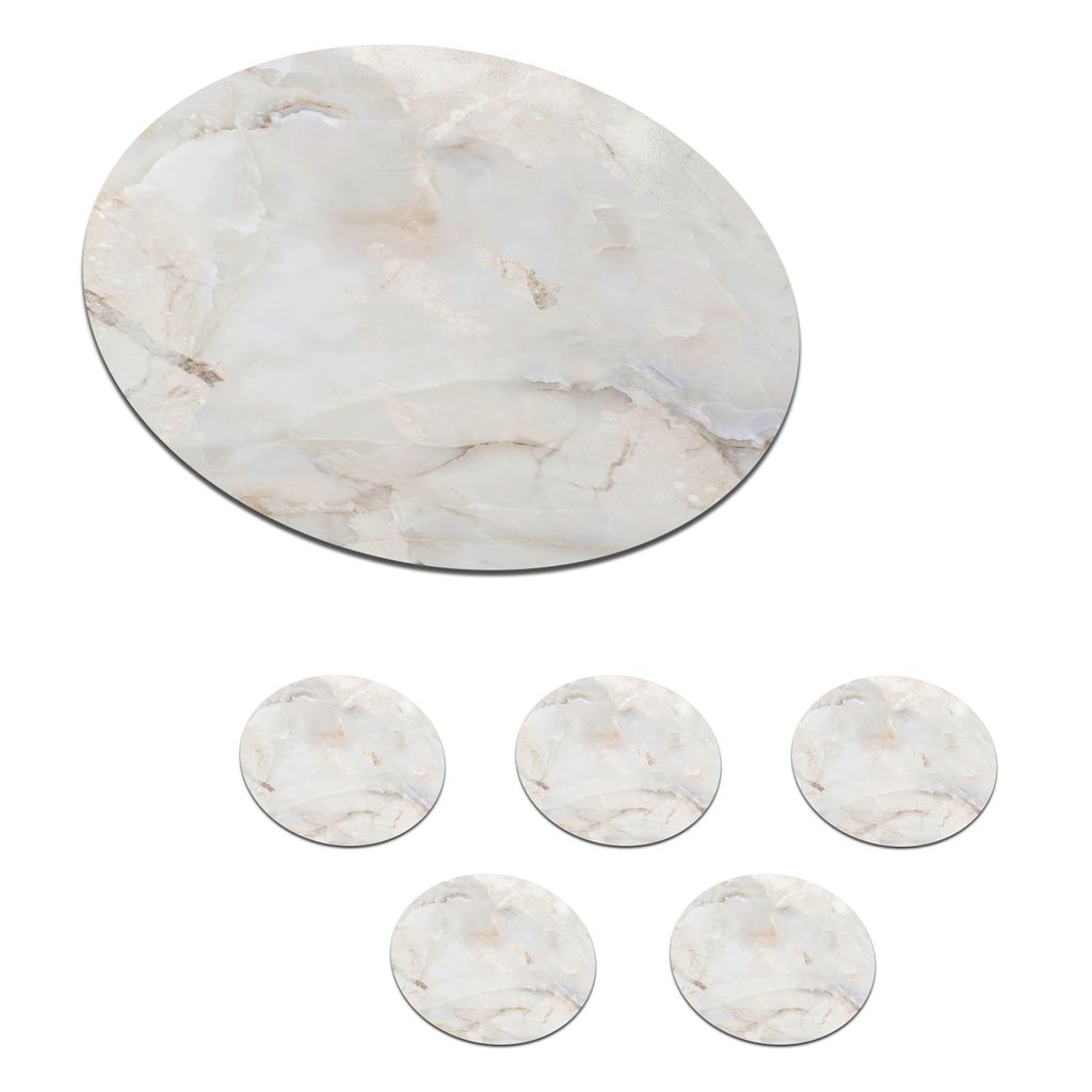KitchenYeah Glasuntersetzer Rund 6er Set Marmor - Gelb - Perlmutt 10x10 cm Untersetzer für Gläser - Getränkeuntersetzer - Tischplattenschutz ...