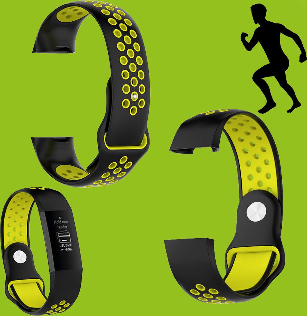 Für Fitbit Charge 3 / 4 Kunststoff / Silikon Armband für Frauen / Größe S Schwarz-Gelb Uhr