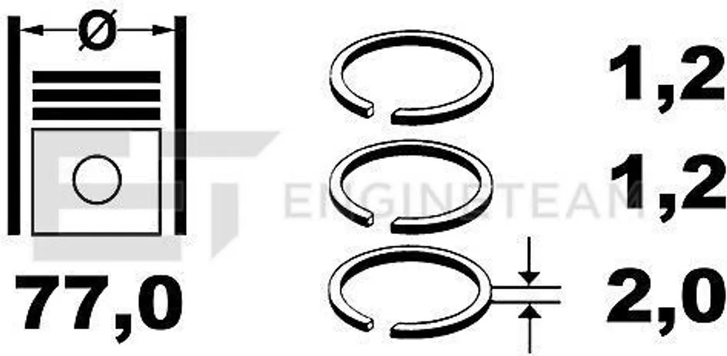 Segments de piston ET ENGINETEAM R4001800 - Haute étanchéité pour Hyundai