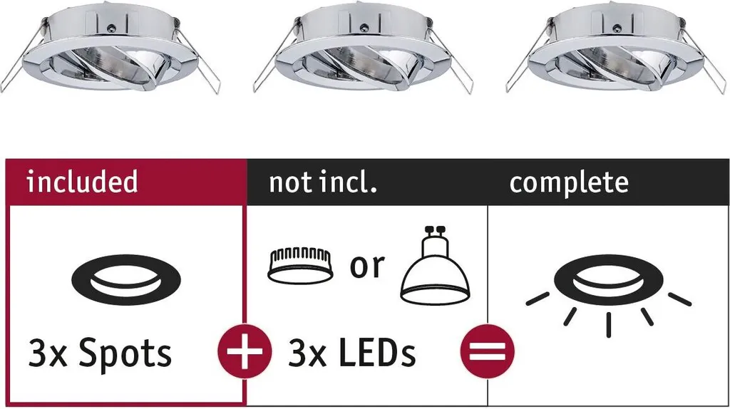 Paulmann Scegliere Set Base Orientabile: Faretti Incasso Professionale