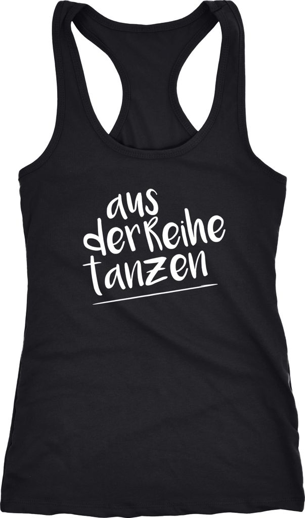 Damen Tanktop mit Spruch aus der Reihe tanzen Party Techno Racerback Moonworks schwarz XXL