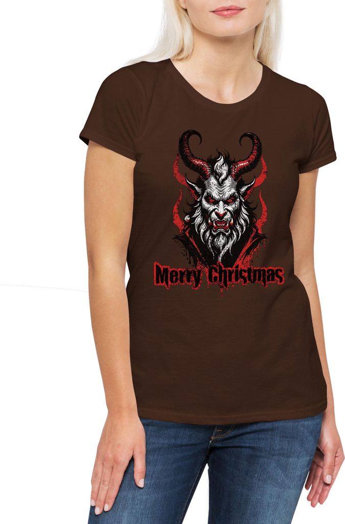 Urban Backwoods Evil X-Mas Krampus, Damen T-Shirt, Farbe: Braun, Größe: XL
