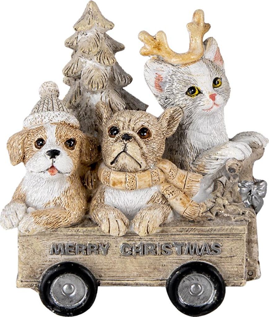 Clayre & Eef Figur Tiere 9x7x11 cm Grau Beige Polyresin Tiere