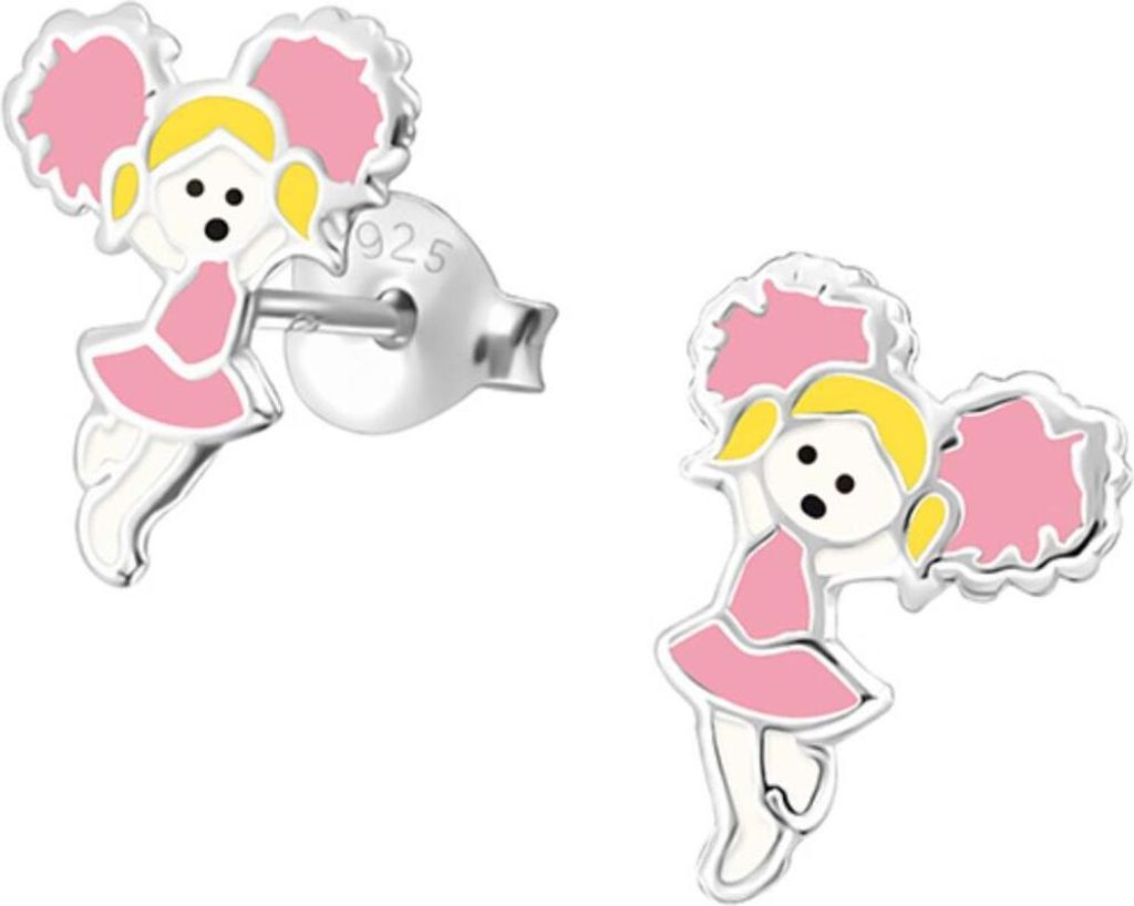 Kinder-Ohrringe: 925 Silber Ohrstecker für Mädchen und Jungen Cheerleader | 8 mm x 10 mm