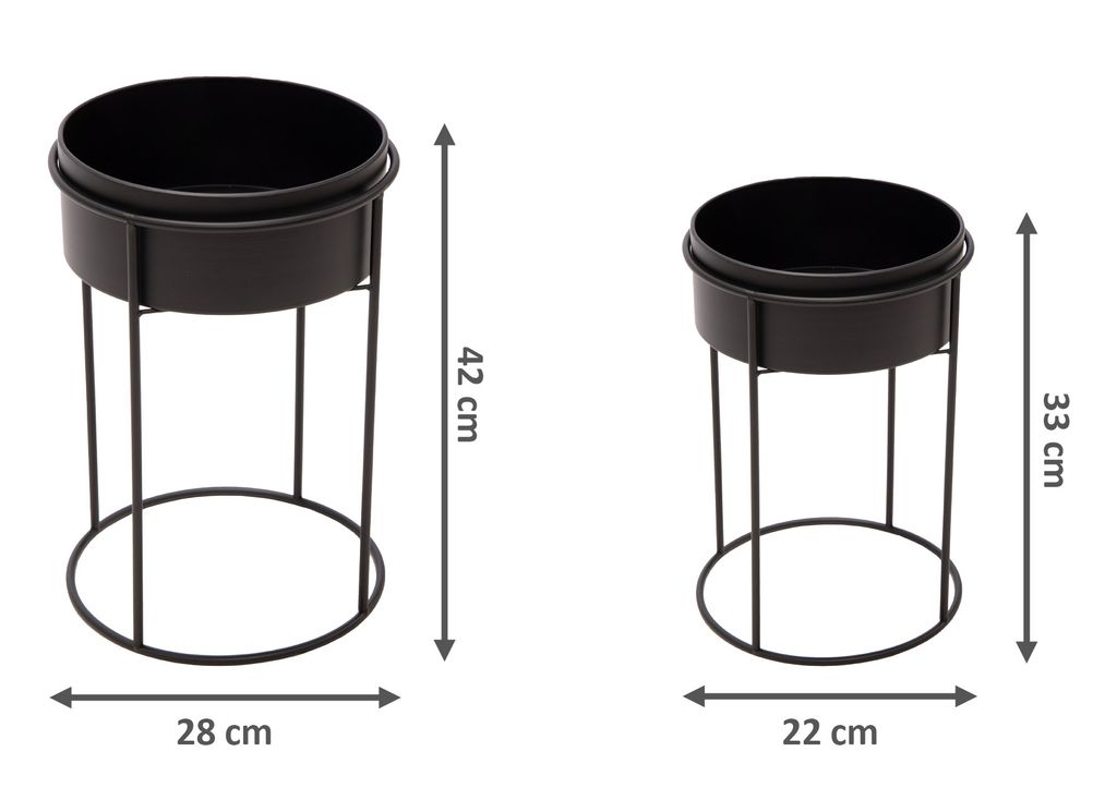 Metall Blumentopf Ständer 2er Set schwarz für Kaufland.de