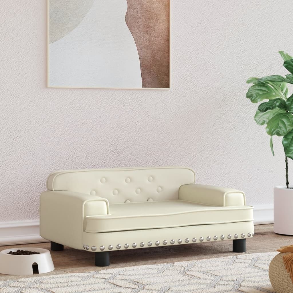 CLORIS Designermöbel Hundebett Creme 70x45x30 cm Kunstleder , Hundebetten Design 2024