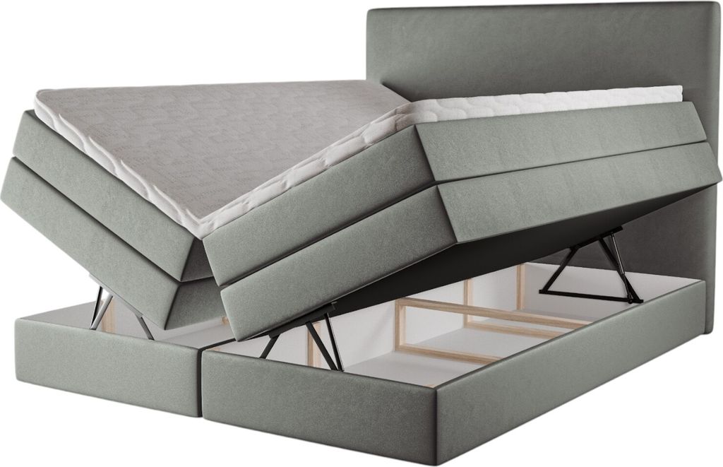 Kontinentales Boxspringbett Carita 180x220 – Polsterbett mit Bettkasten, 3 Matratzen, elegantes Stauraumbett, Boxspringbetten Samt Piano 15