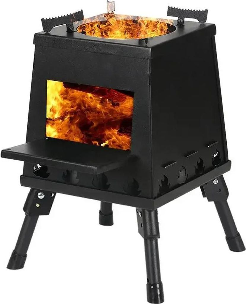 Tragbarer Outdoor-Camping-Holzofen 22cm - Mini Faltbarer Feuerholzofen, Abnehmbarer Wood Burner für Camping, Picknick, Garten & BBQ