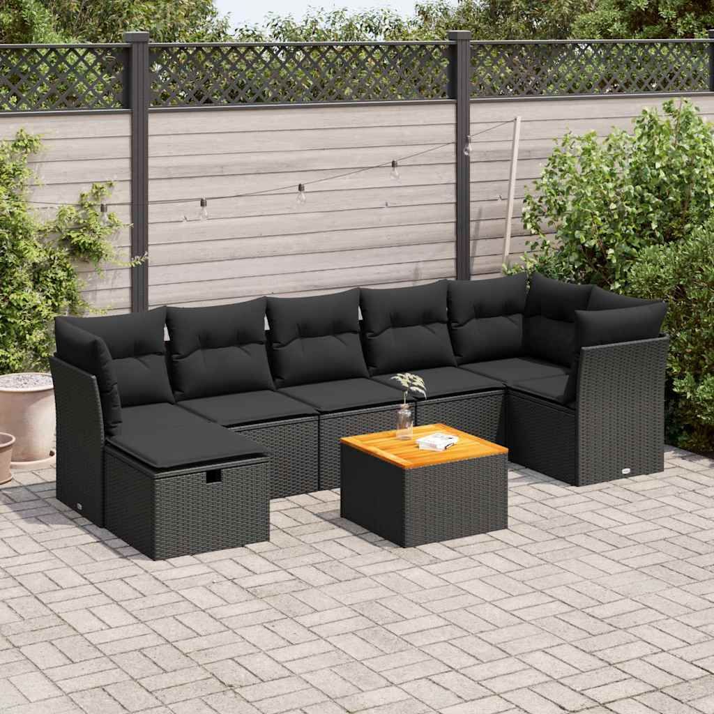 Maison Exclusive - 8-tlg. Garten-Sofagarnitur mit Kissen Schwarz Poly Rattan