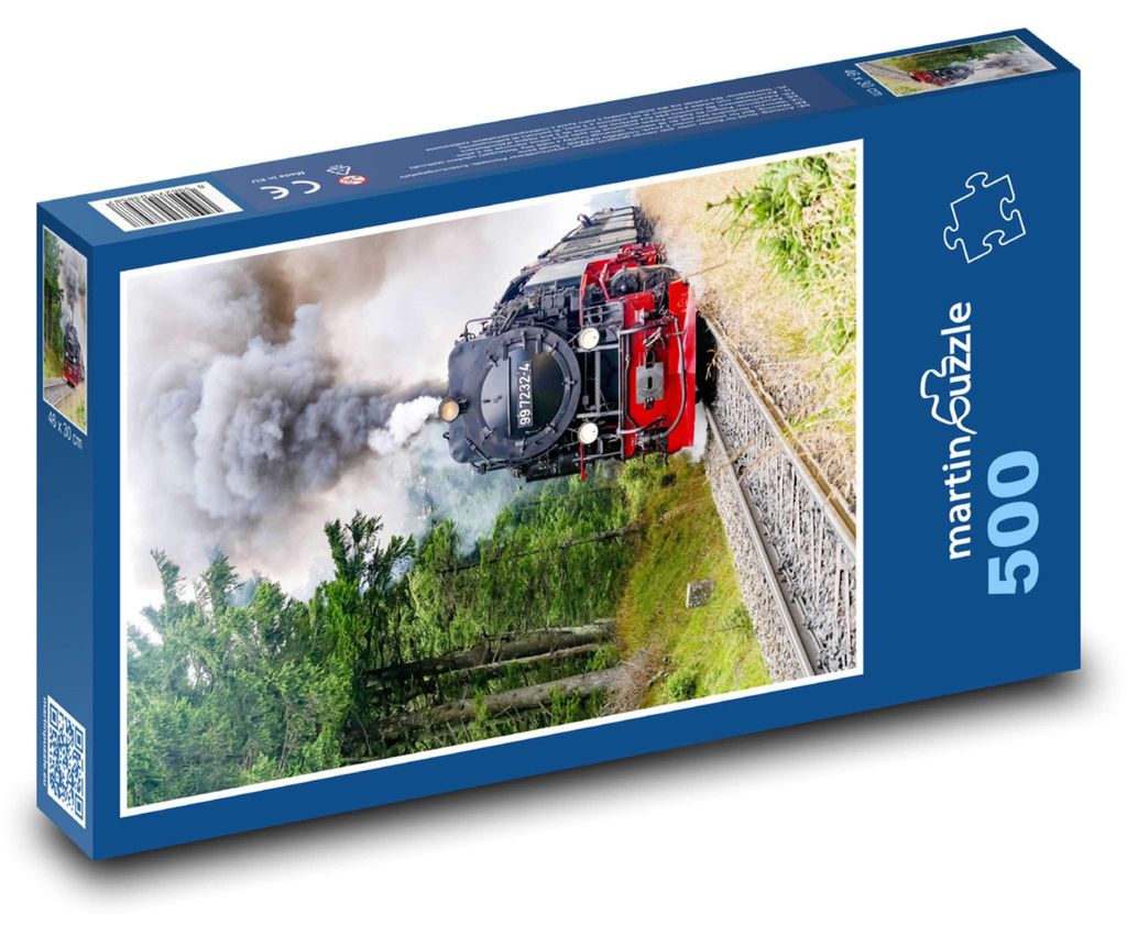 Puzzle 500 Historischer Dampflokomotive in der Natur - Produktbild 