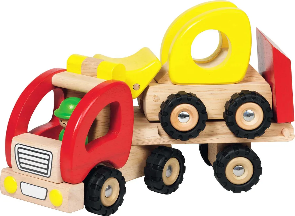 Camion de transport Goki porte-char en bois massif pour enfant dès 3 ans